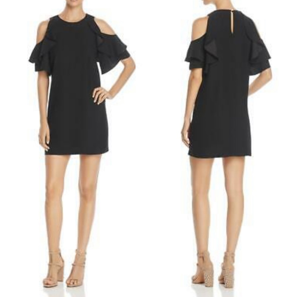 NWT Kate Spade Little Black Dress Ruffled Open-Shoulder Mini Dress M